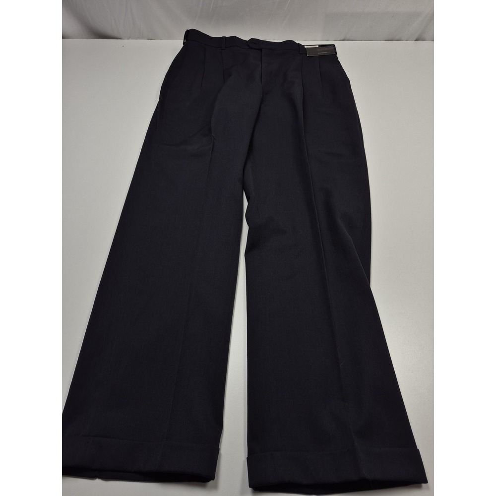 Louis Raphael Dress Pants Mens 38x32 Blue Wool Pleated Hidden Extension Luxe NWT
